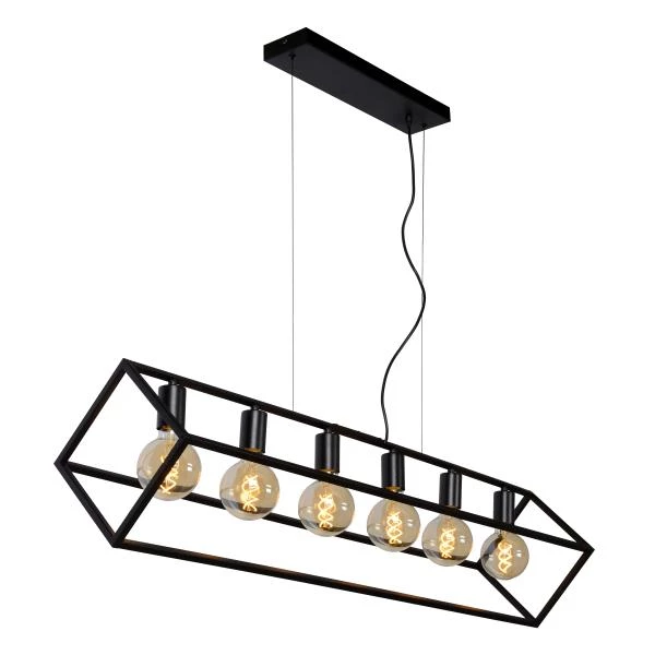 Lucide FABIAN - Pendant light - 6xE27 - Black - detail 4